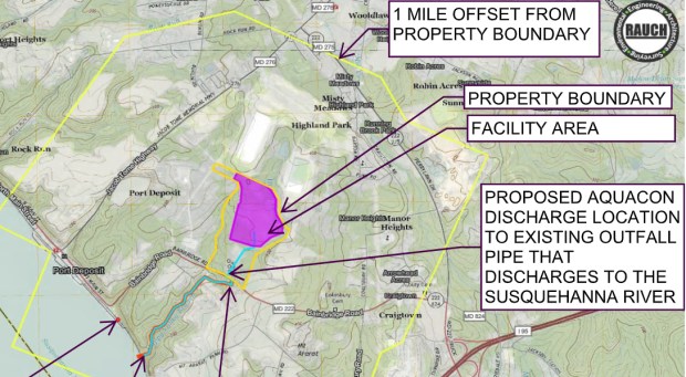 Map of the Port Deposit salmon fish farm project.