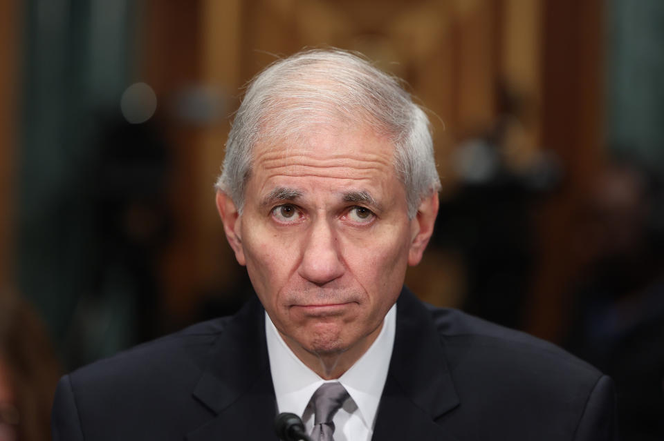 WASHINGTON, DC - MAY 16: Martin Gruenberg, Chairman of the Federal Deposit Insurance Corporation (FDIC), testifies before the Senate Committee on Banking, Housing, and Urban Affairs on Capitol Hill on May 16, 2024 in Washington, DC. The committee questioned Gruenberg on a recent report that revealed a toxic work environment at the FDIC with alleged harassment and mistreatment of employees. (Photo by Kevin Dietsch/Getty Images)